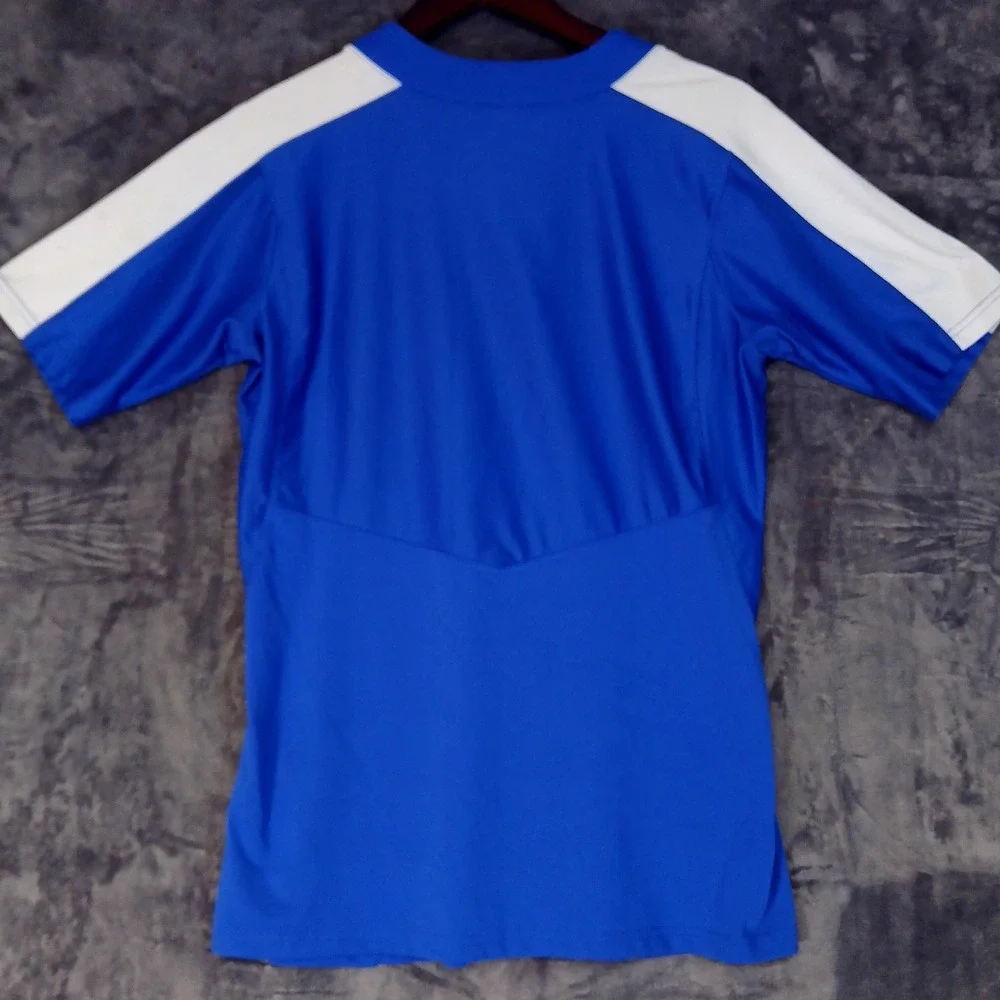 Nike Dri-FIT Shirt Mens Medium Blue White‎ V-Neck Athletic Training Top Jersey